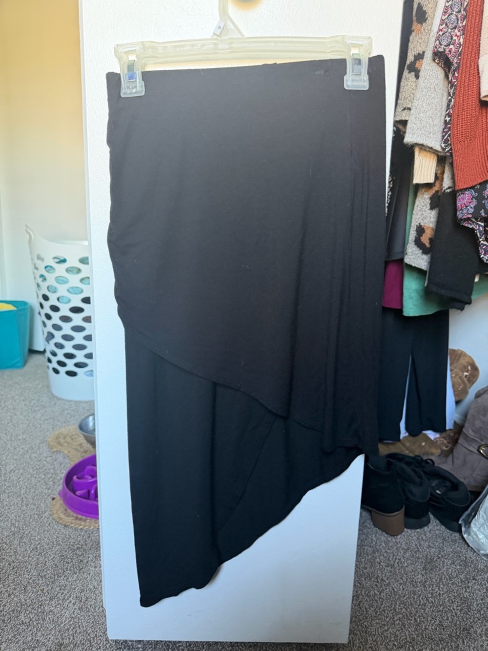 Charlotte Russe Black Asymmetrical Layered Midi Skirt